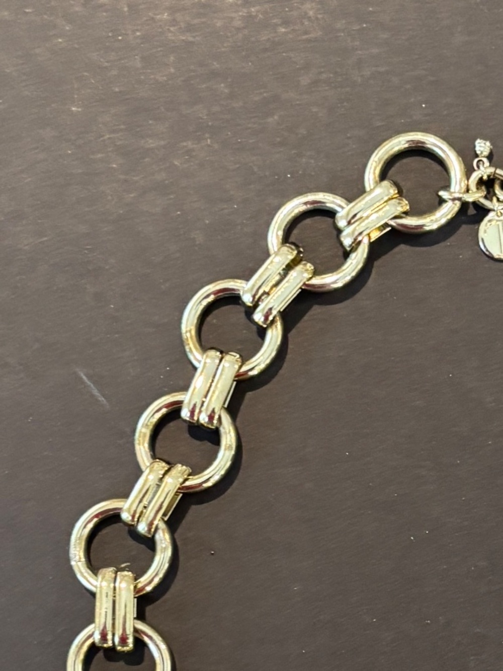 Talbots Chunky Gold Tone Link and Circles Necklace - Picture 4 of 4